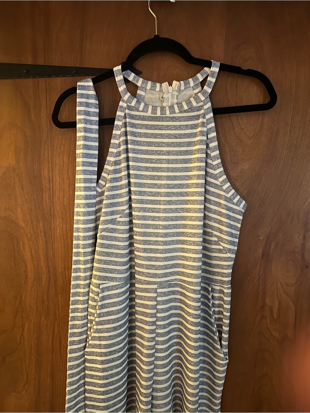 Striped Blue and White Halter jump suit